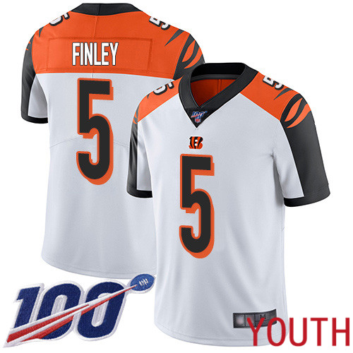 Cincinnati Bengals Limited White Youth Ryan Finley Road Jersey NFL Footballl #5 100th Season Vapor Untouchable->youth nfl jersey->Youth Jersey